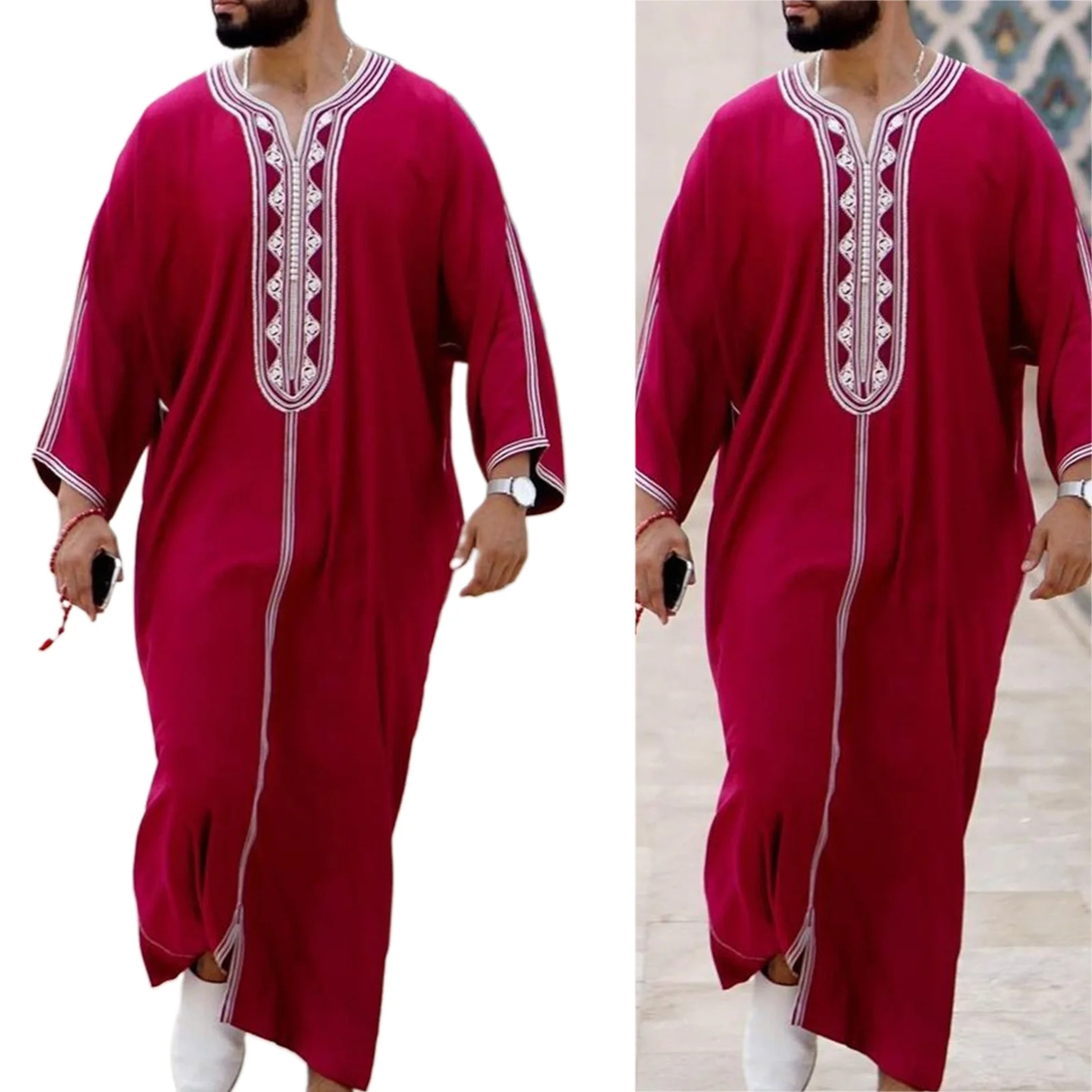 Мужской исламский арабский кафтан мусульманская одежда с длинным рукавом