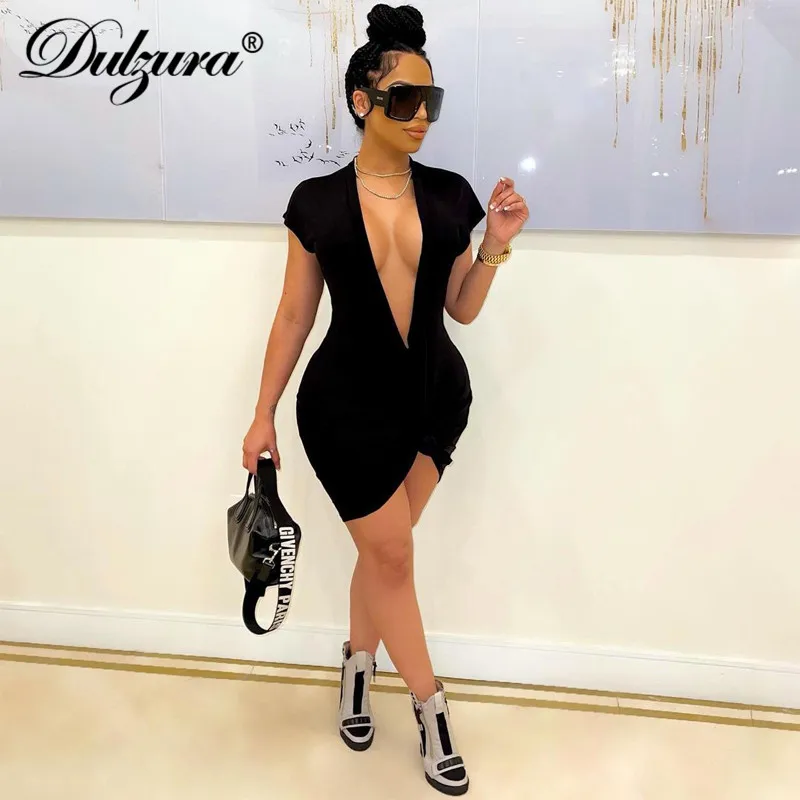 Dulzura/однотонная короткая футболка без рукавов Платье миди с глубоким v-образным