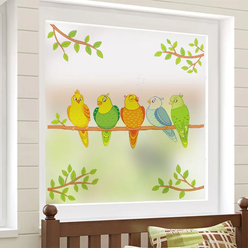 Наклейка на окно стекло s птицы статическое искусство раздвижная дверь клеящаяся