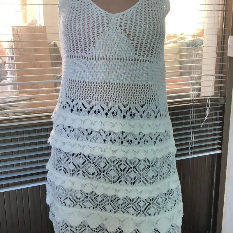 

Beach Wraps Swimsuit Cover Summer Dresses On The Bikini Dress Skirt Lace Hollow Upper Garment Vest Knitting Acetate Animal