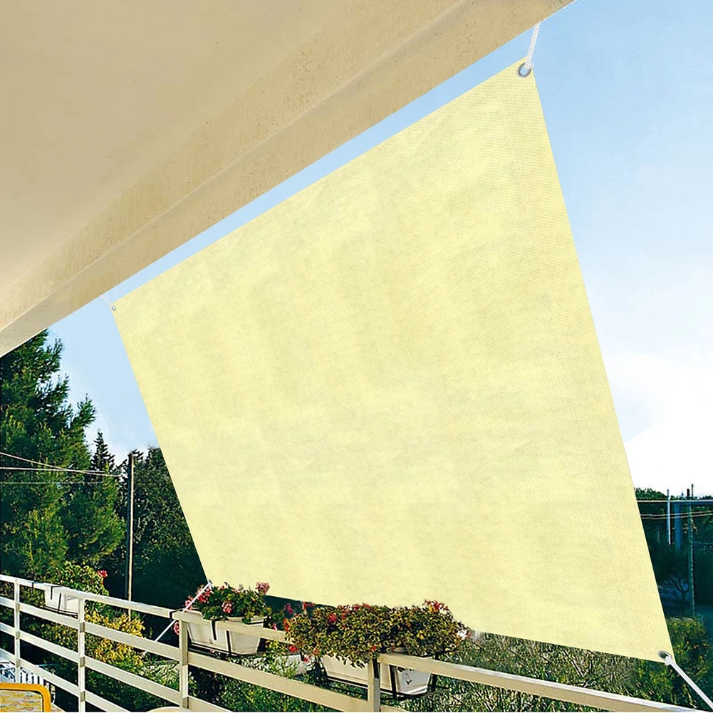 Outdoor Indoor Sun Shade Sail Canopy Mesh Beige Triangle UV Blockage Awning Fabric Cover Cloth | Дом и сад