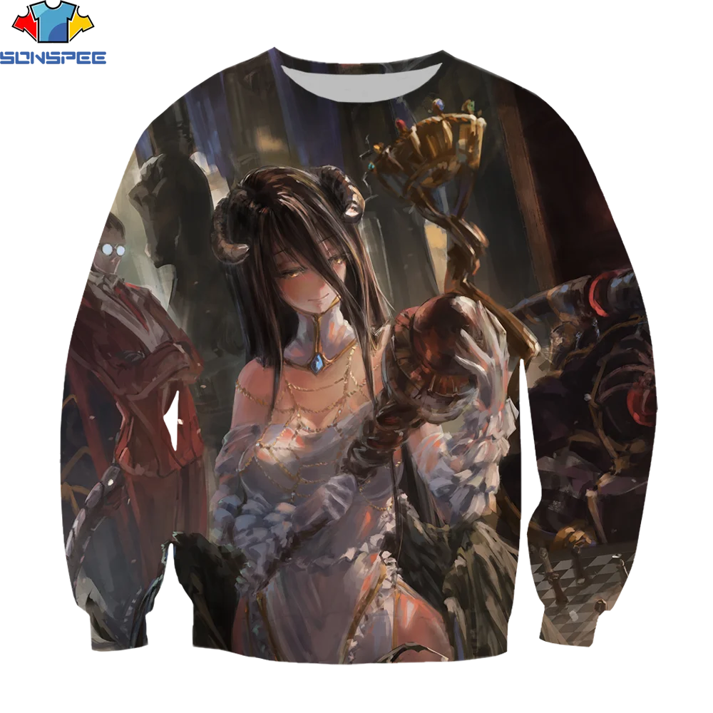 

SONSPEE 3D Popular Anime Without Cap Men Overlord 3D Printed Long Sleeve Sweatshirt Fashion Streetwear Harajuku Casual Pullover