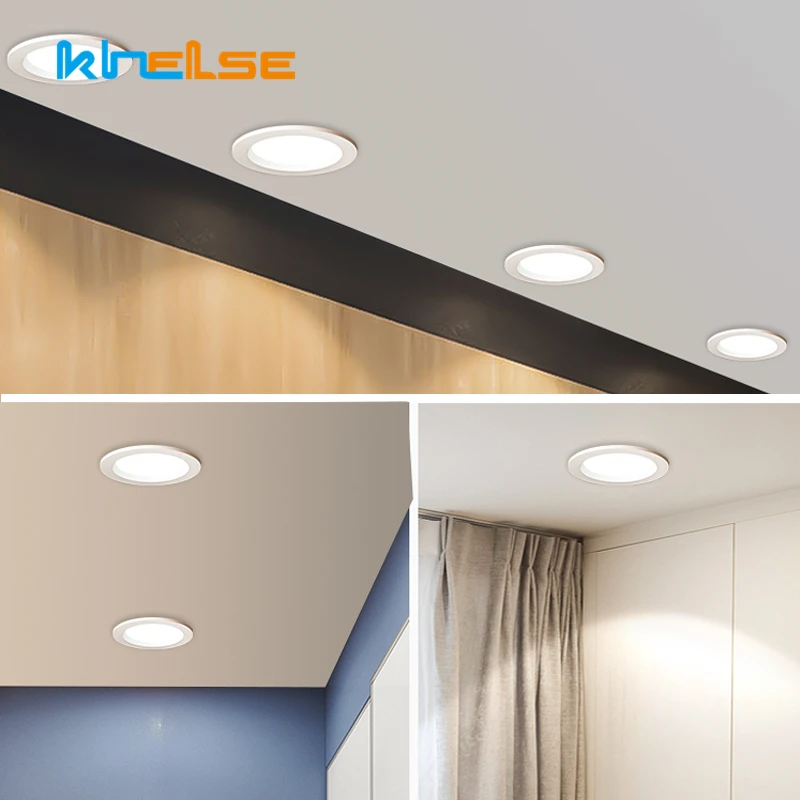 Ультратонкий Светодиодный потолочный светильник 3 Вт/12 Вт встраиваемая Круглая