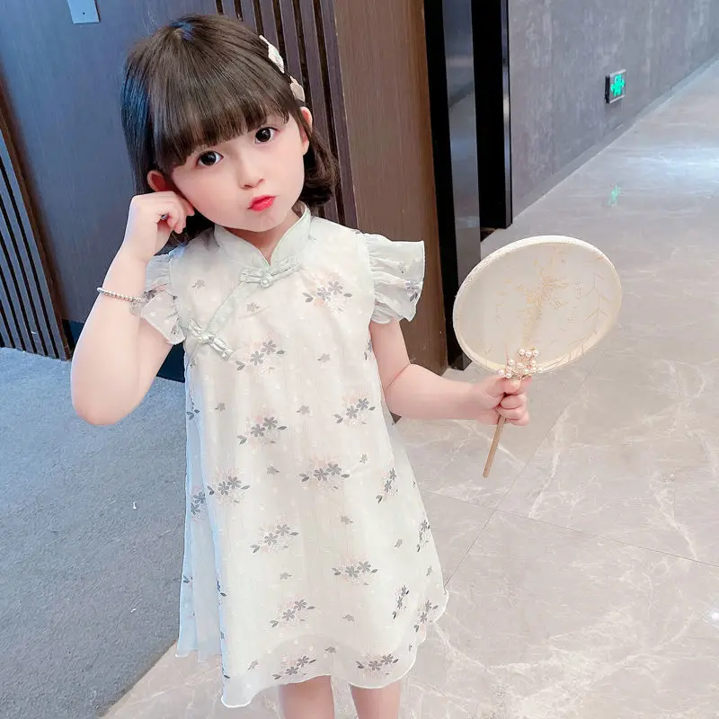 

Girls' summer dress 2021 new children's cheongsam skirt little girl princess dress children's dress summer