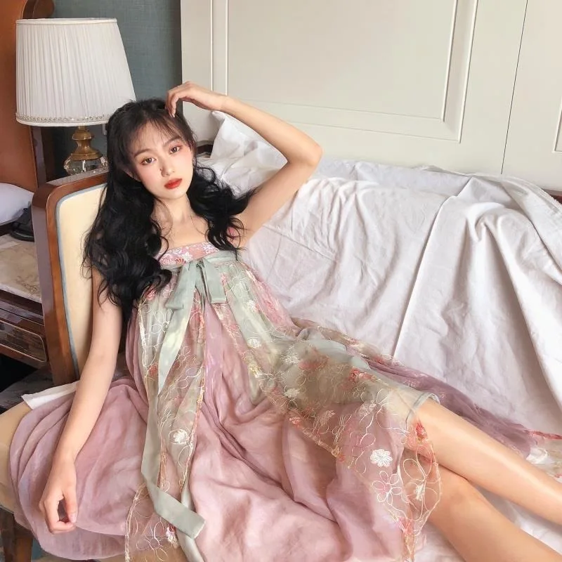 Женское винтажное платье с вышивкой свободное пляжное во французском стиле на