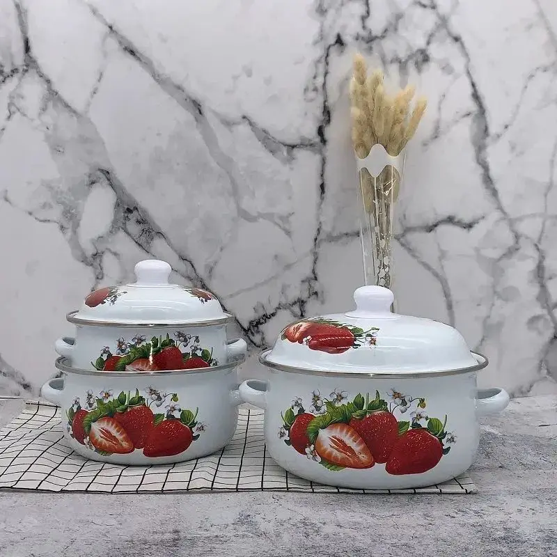 Комплект из трех кастрюль для приготовления супов, лапши и молока с эмалевым покрытием "Special Enamel".