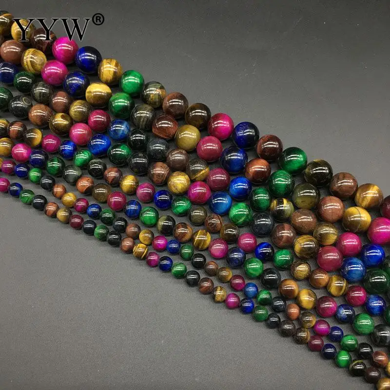 

6mm/8mm/10mm/12mm Multicolored Natural Stone Tiger Eye Beads Necklace Diy Women Elegant Necklace Bracelet Jewelry Making Charms