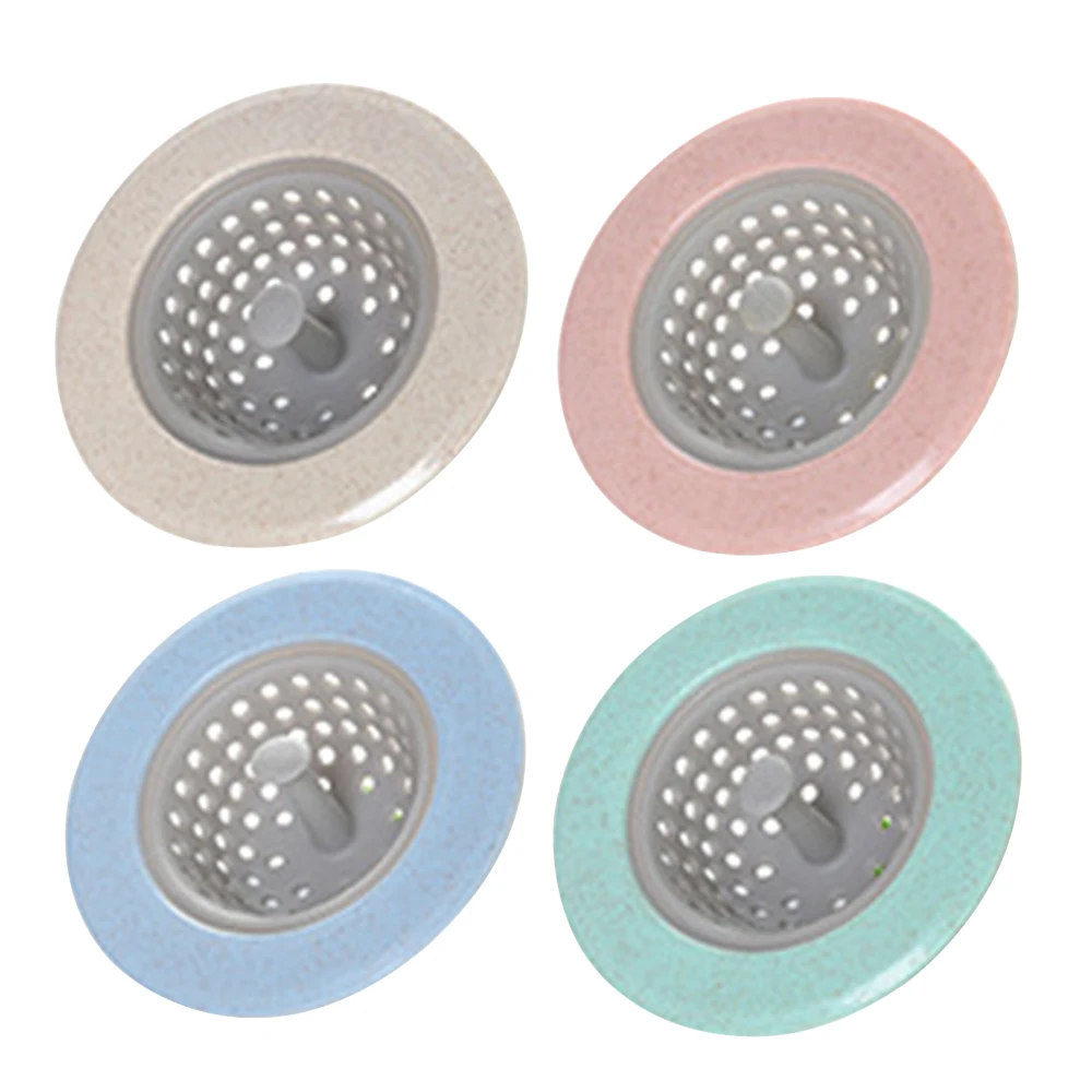 

Wheat Straw Sink Filter Silicone Anti-Blocking Sewer Hair Filter With Handle Drain Strainer Cover Kitchen Bathroom Accessories