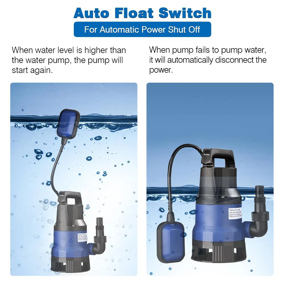 Yescom 1HP 3432GPH 750 Вт погружной насос для грязной чистой воды бассейн пруд водосток
