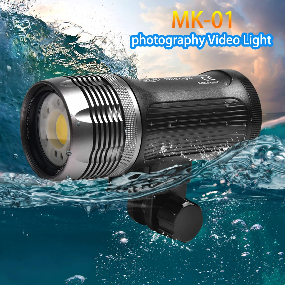 

Seafrogs MK01 100 м глубина Водонепроницаемый 3000LM для фотостудии видеосъемки фотографирования светильник с оптическим волокном Интерфейс