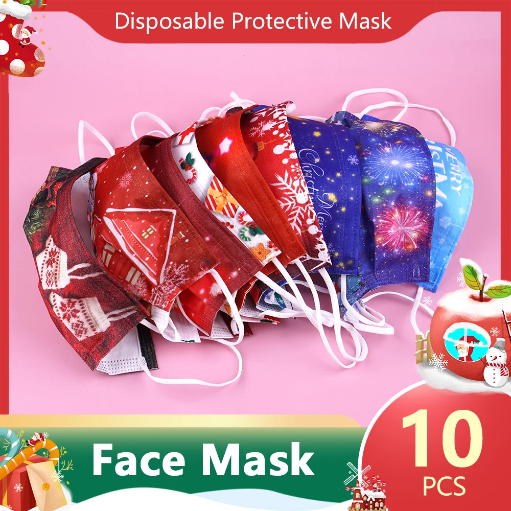

10-50pcs mascarillas quirurgicas homologadas disposable dust mask adult christmas masks protective 3 ply masker Xmas mask 2022