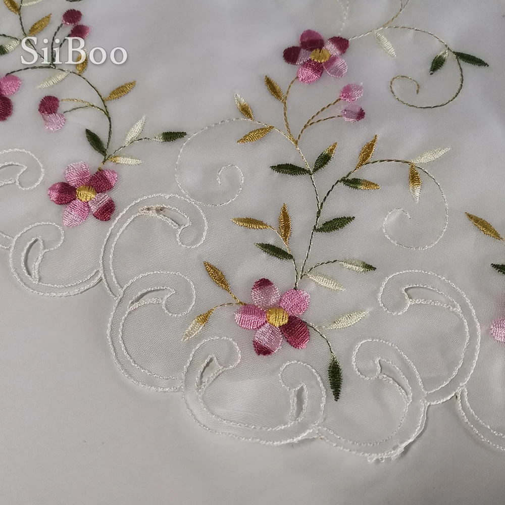 Фото Корейский пасторальный стиль кремово-белый Цветочный вышитый кружевной полузанавес эркерная занавеска для кухни/кофе гардинен SP6060 №4