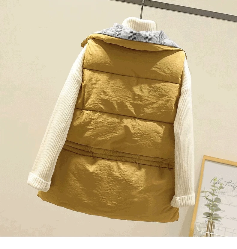 

Winter Women Vests Jackt New Autumn Yellow Blake Plus Size Vests White Jacket Ladies Casual Short Coat Female Waistcoat Coat