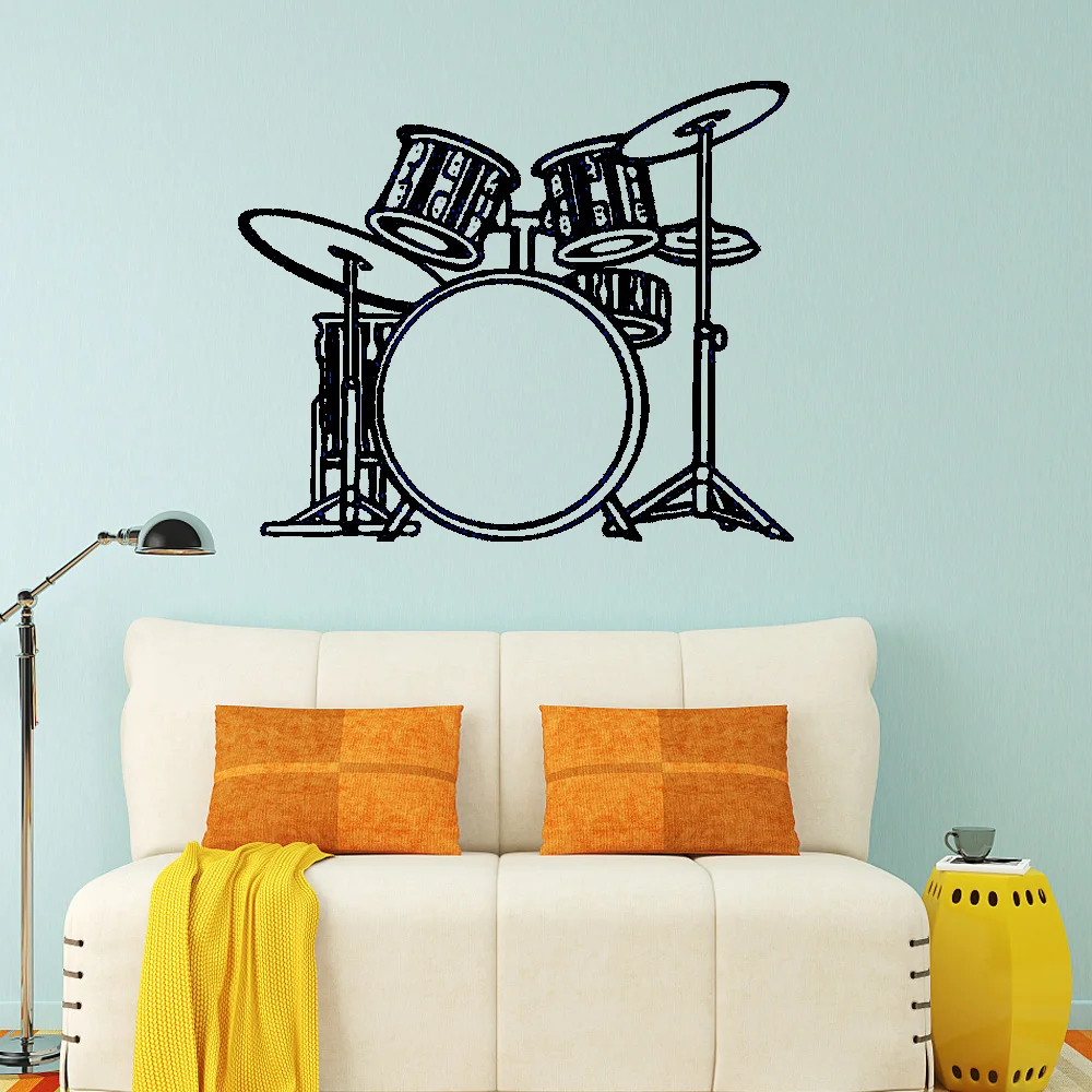 

Наклейка на стену в виде музыкального инструмента, Набор наклеек на стену с барабаном, домашний декор для гостиной, музыкальная комната, вин...
