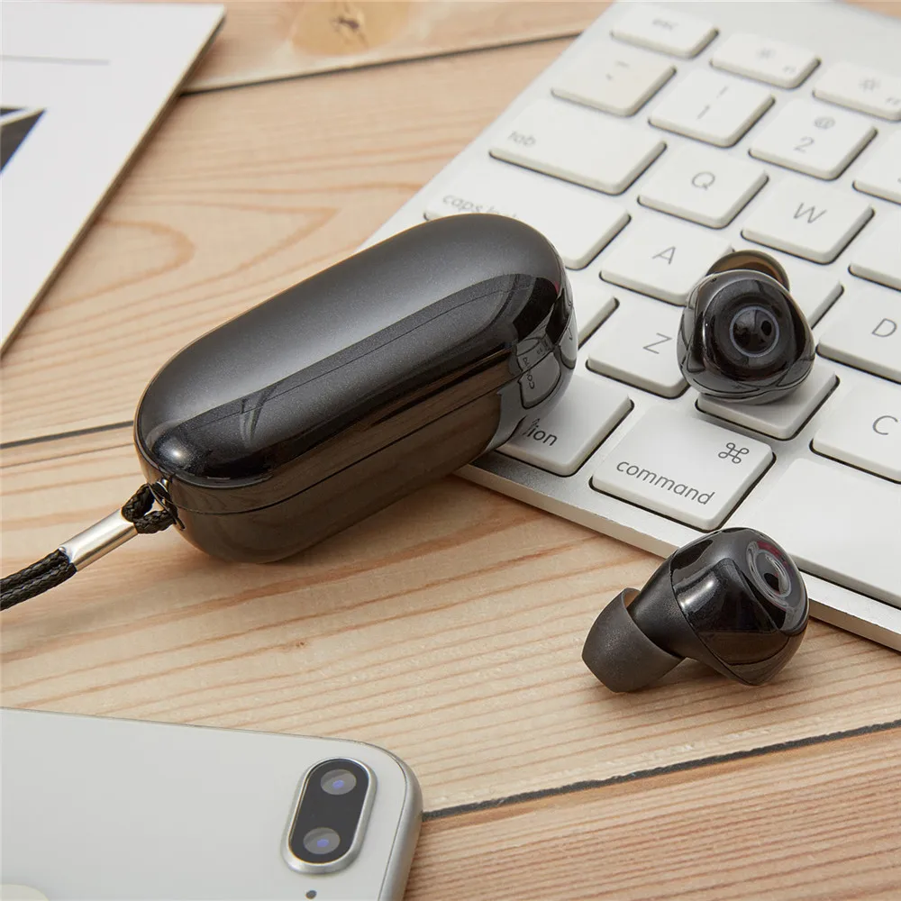 Наушники беспроводные T1 TWS в ухо с микрофоном, Bluetooth 5,0 сенсорное управление IPX7 водонепроницаемые 3D стерео наушники, светодиодные складные беспроводные наушники