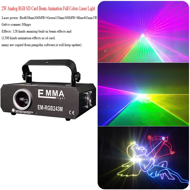 1 Вт Эмма красный зеленый синий RGB многоцветный DMX 512 Анимация ILDA лазерсветильник