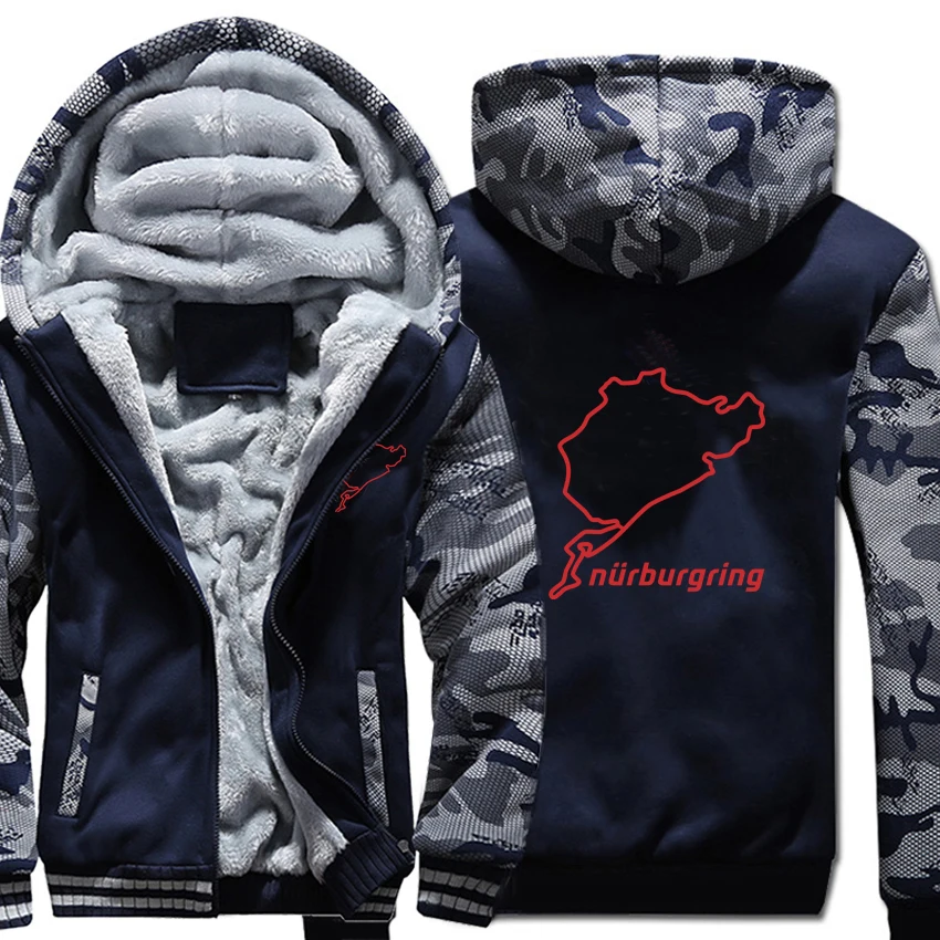 As picture Nurburgring Дрифт беговые толстовки с капюшоном зимний камуфляжный чехол куртка Мужская Утепленная флисовая Nurburgring толстовки - Цвет: As picture