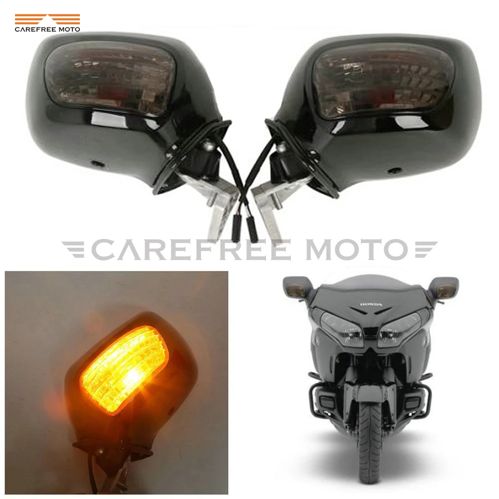 

Black Motorcycle Rear View Mirror Smoke Signal Lens Case for Honda Goldwing GL1800 F6B 2013-2017