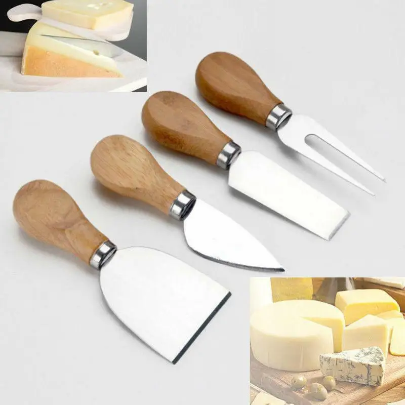 

4PCS Cheese Knife with Bamboo Handle KitchenKnives Acacia Wood Rubber Wood Kitchen Accessories Home Supplies Free Shipping Items