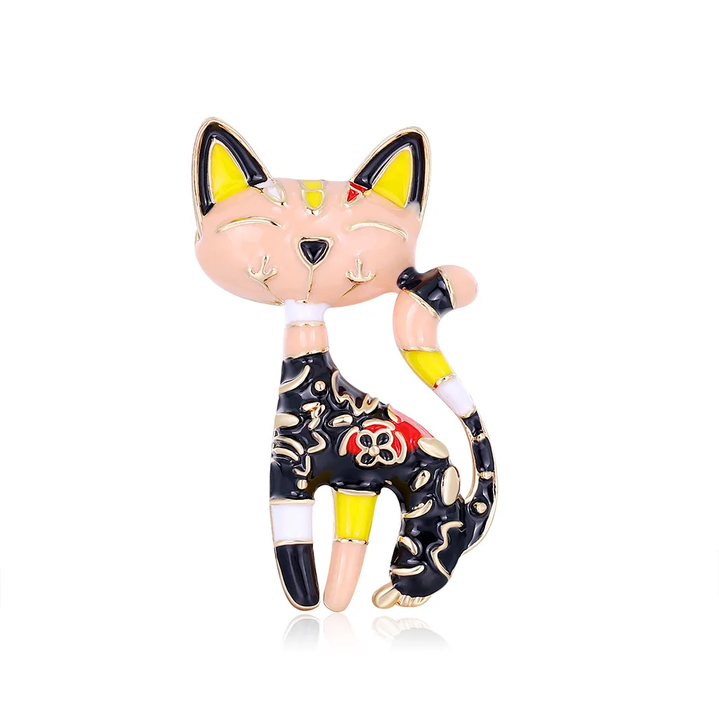 

Cute Cat Brooch Pin Retro Crystal Animal Brooch Pin for Girl Women