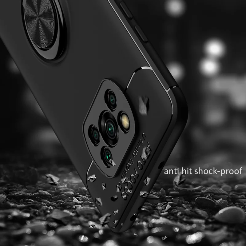 KEYSION Shockproof Case For Xiaomi POCO X3 NFC M3 Pro C3 F1 Ring Stand Phone back cover for Pocophone X3 Pro F3 GT F2 Pro