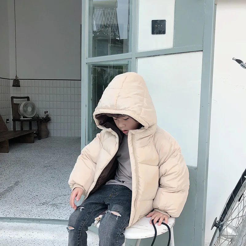 Модные свободные стеганые пальто с капюшоном для мальчиков на зиму 2019 модные