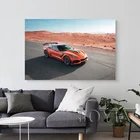 Картины на холсте Supercar Chevrolets Corvette ZR1, оранжевые, металлические, пустынные, дорожные плакаты, настенные художественные принты для декора гостиной