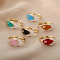 colorful rings for women enamel clear opening ring for women multicolor gold plated eternity finger band adjustable ring jewelry