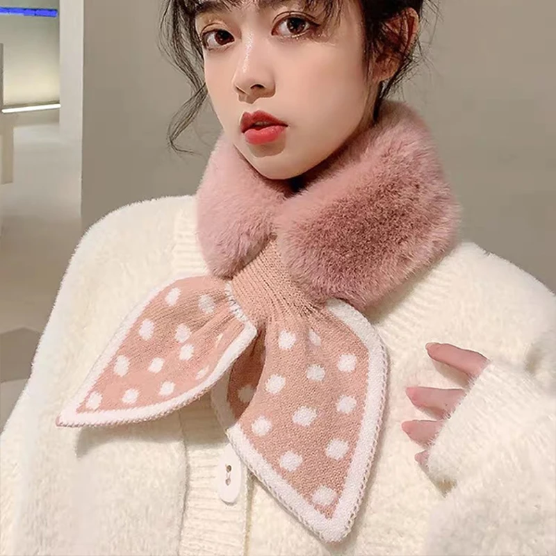 Мягкий Имитация искусственных волн в горошек плюшевый перекрестный шарф