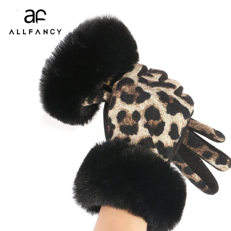 ALLFANCY женские перчатки теплые для верховой езды имитация кроличьего меха плюс