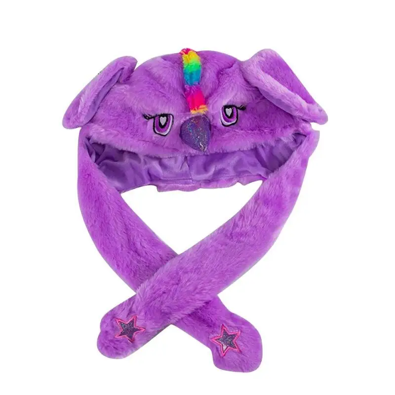 Funny Plush Rabbit Ears Hat Airbag Toy Hat Pinch Up Down Moving Ears Luminous Play Toys Cosplay Accessories Children Gift - Цвет: O