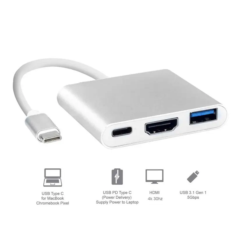 

USB C HUB to HDMI-compatible For Macbook Pro/Air Thunderbolt 3 USB Type C Hub to HDMI-compatible USB 3.0 Port USB-C Power