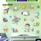 Космический космонавт мультфильм наклейка на стену детская комната космическое пространство планета галактика ракета корабль декоративные наклейки на стену для детских комнат