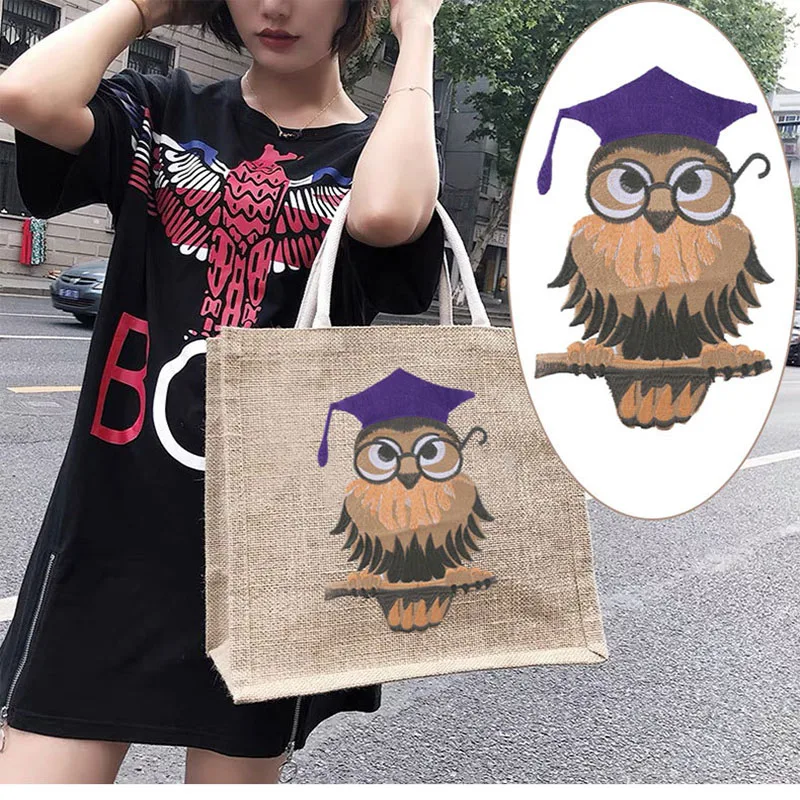 

2pcs/lot Owl Applique Embroidered Sew on Bird Patches For Clothes Bag Fashion Sticker Badge Diy Decoration Repair High Quality