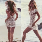 2020, летнее платье, женский купальник, кружевной, вязанный крючком, Пляжное бикини, накидка, топы, купальник, бикини, Пляжное Платье, белая пляжная туника