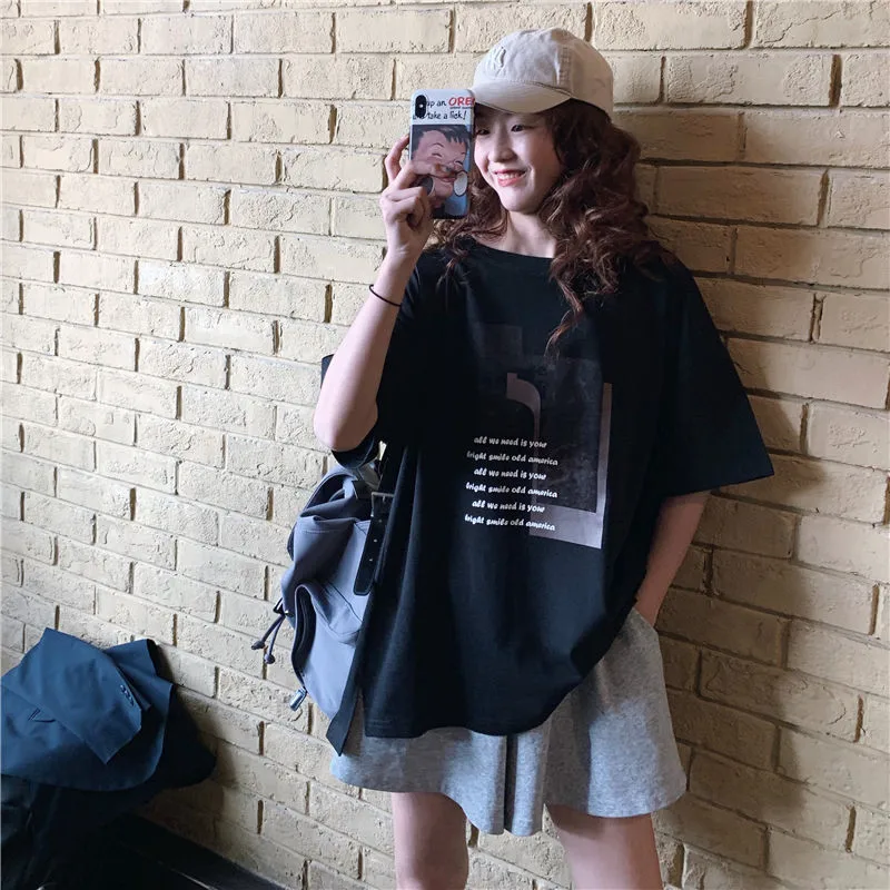 

Japan Cartoon Printed Tshirt Yellow White T Shirt Women Students T-shirts Tops Fashion New Version Summer Tshirts