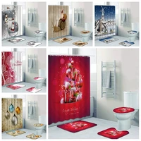 christmas snowman santa claus elk printed bathroom shower curtain waterproof polyester fabric bath curtain xmas home decoration