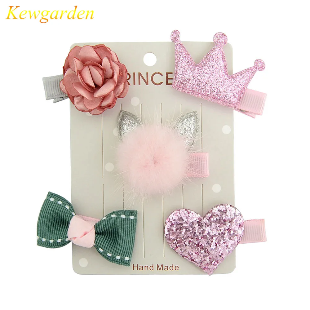 

Kewgarden Rabbit ear hair clip bowknot set girl hair clip ring 2Sets