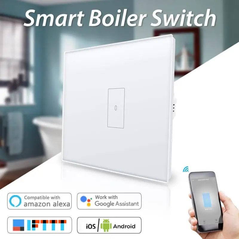 

Tuya WIFI Smart Boiler Water Heater Switch EU US 100—250V Switch Work With Google Home And Echo Alexa Smart Life Tuya APP