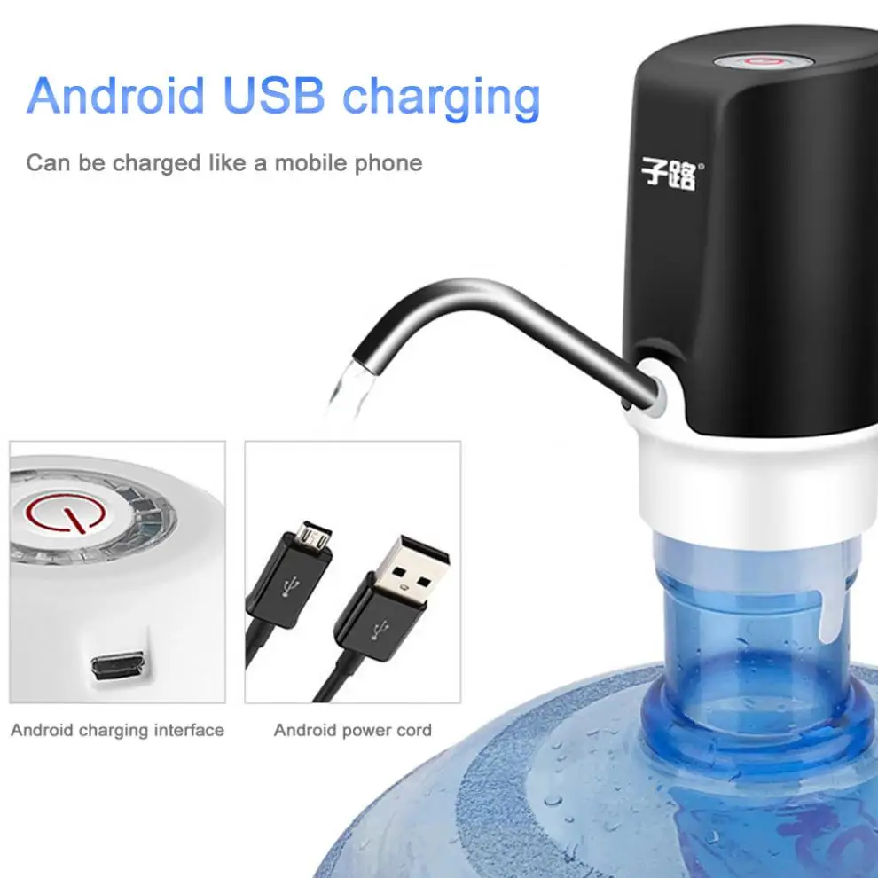 

4.5L - 18.9L Barrelled Portable Push-button Rechargeable Electric Dispenser Water Pump with USB and 304 Stainless Steel Tube