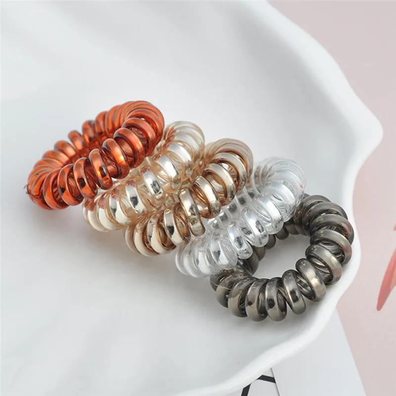 

5Pcs Elastic Hair Bands Girls Rubber Band Hair Rope Spiral Shape Hair Ties Gum Telephone Wire Hair Styling Accessories