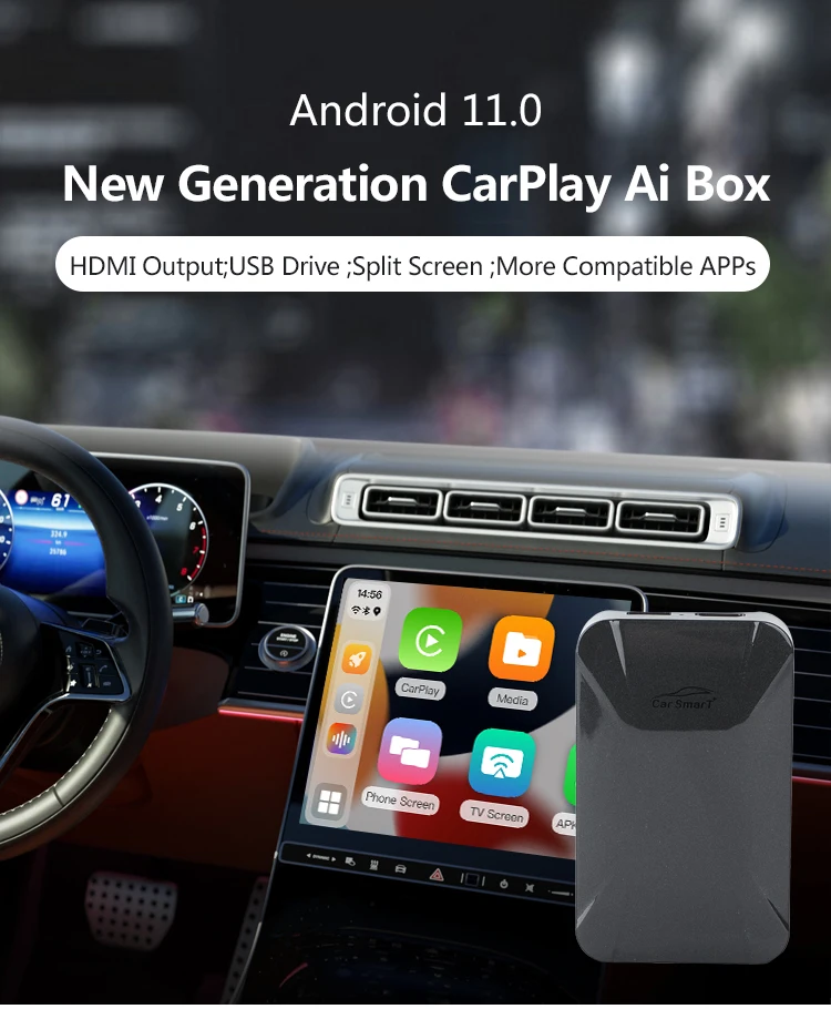 Новинка 2021 Carplay Ai Box Android 11 0 4 + 64 ГБ новый стиль поддержка HD-выхода беспроводной Google