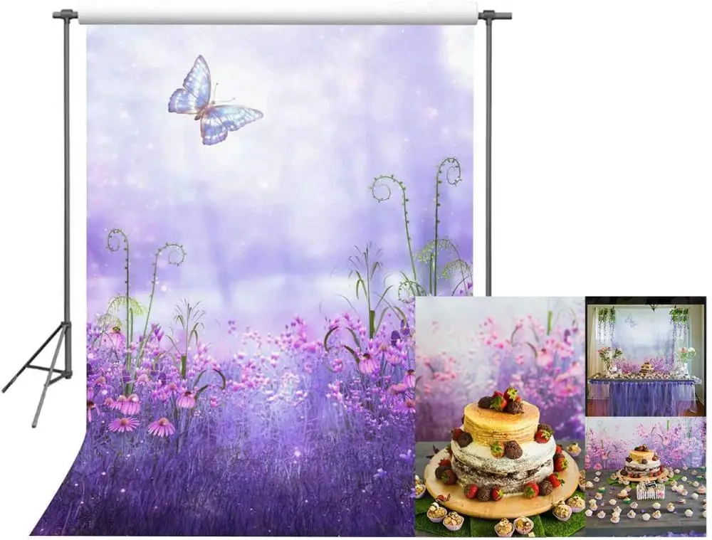 

Лавандовый фон для фотосъемки новорожденных портретный фон для фотобудки студийный Сказочный фон фиолетовые цветы