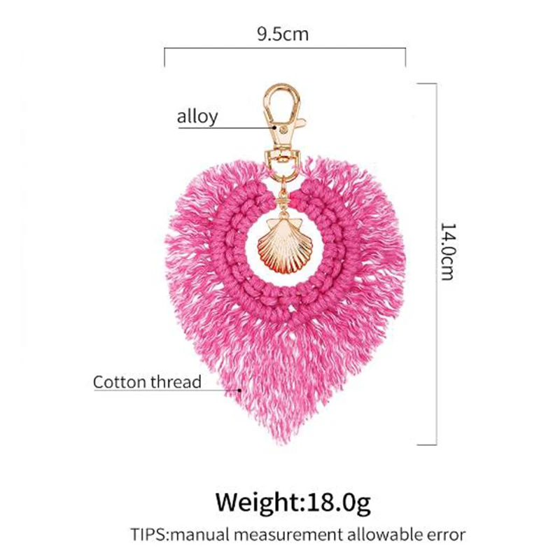 

Bohemian Hand-woven Tassel Keychain Shell Alloy Pendant Bag Purse Accessories