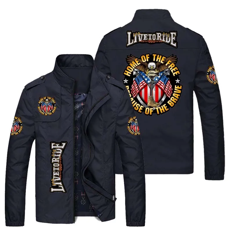 2021 new Eagle and American flag printed jacket men's fashion brand slim coat boutique locomotive style outdoor sportswear | Мужская