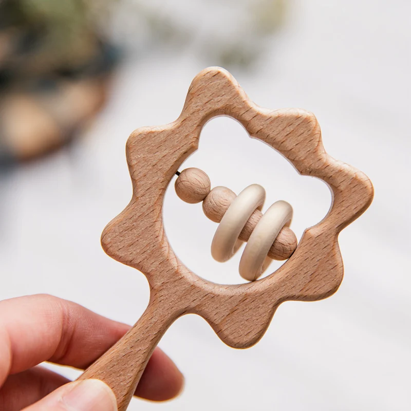 

Baby Rattle 1PC Wooden Cartoon Animal Rattle Customizable Hand Rattle Baby Toy Wooden Tooth Toy Baby Teether Personalized Gifts