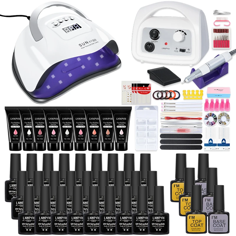 

Набор профессиональных ламп для ногтей, 27/114 цветов гель-лаков, набор для акрилового маникюра с машинкой для маникюра и маникюрным салоном, 20...