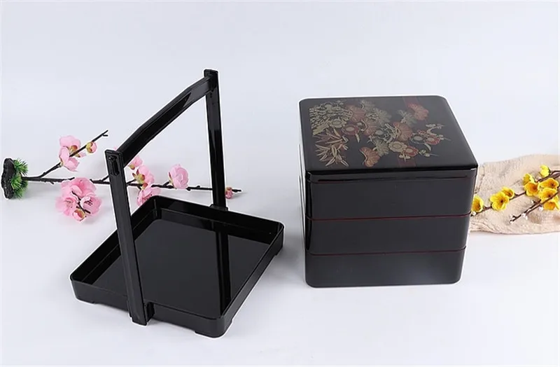 Трехслойный Стандартный Ланч бокс коробка для пикника закусок пакеты фаст фуда