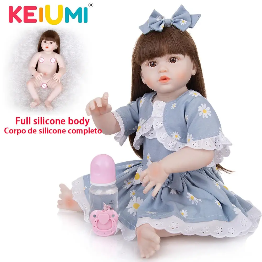 

KEIUMI 23 Inch Bebe Doll Reborn Toddler Soft Full Silicone Princess Newborn Baby Dolls Lifelike For Surprise Girl Doll Gifts