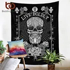 BeddingOutlet череп Триппи гобелен настенный колдовство Декор для комнаты готический черный Настенный Ковер Бохо Астрология хиппи тапиз